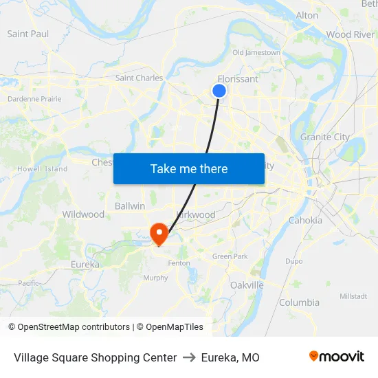 Village Square Shopping Center to Eureka, MO map