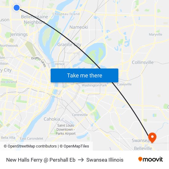 New Halls Ferry @ Pershall Eb to Swansea Illinois map