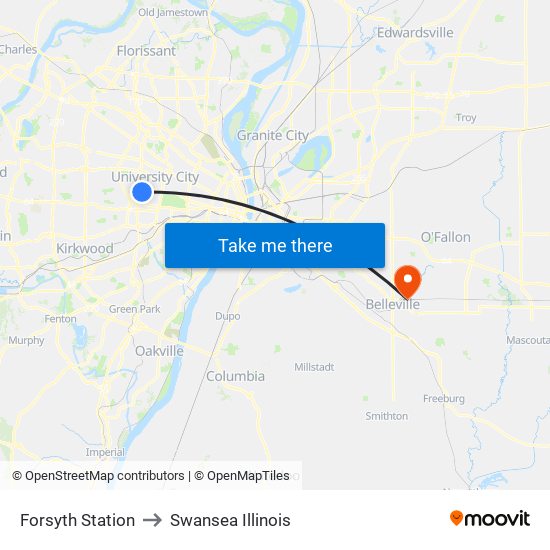 Forsyth Station to Swansea Illinois map