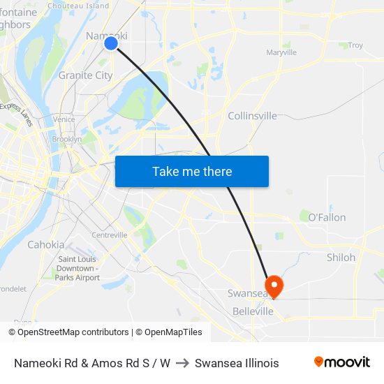 Nameoki Rd & Amos Rd S / W to Swansea Illinois map