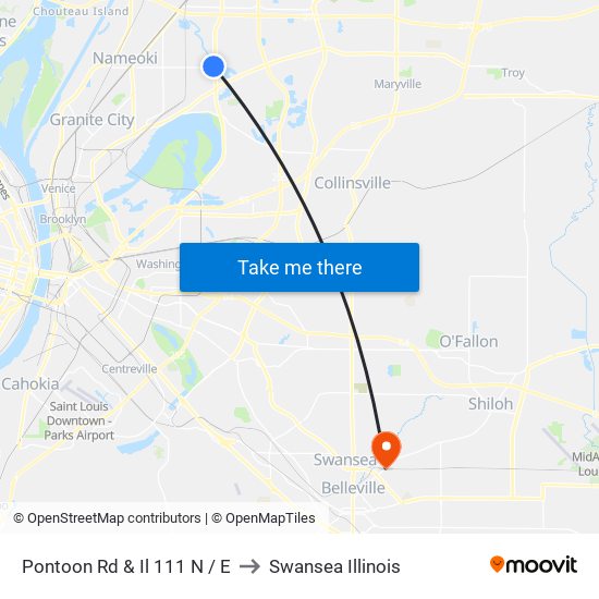 Pontoon Rd & Il 111 N / E to Swansea Illinois map