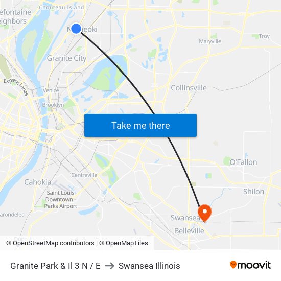 Granite Park & Il 3 N / E to Swansea Illinois map