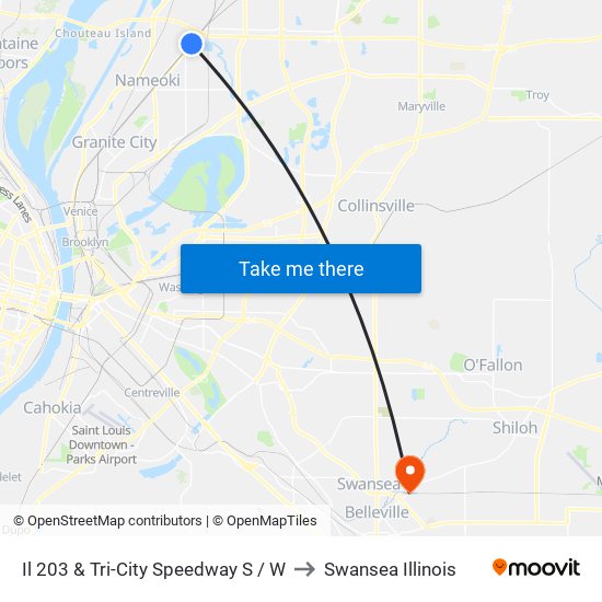 Il 203 & Tri-City Speedway S / W to Swansea Illinois map