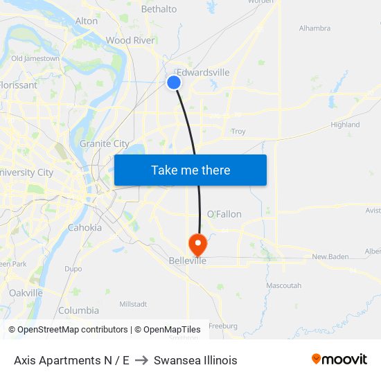 Axis Apartments N / E to Swansea Illinois map