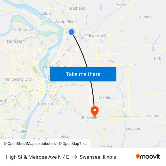 High St & Melrose Ave N / E to Swansea Illinois map