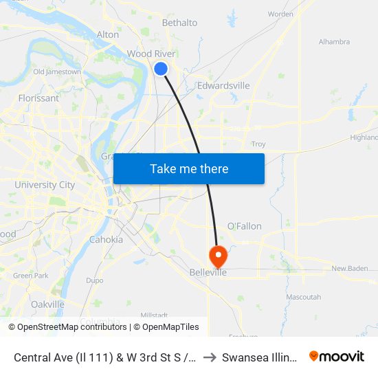 Central Ave (Il 111) & W 3rd St S / W to Swansea Illinois map