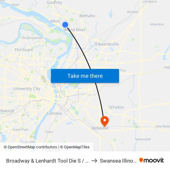 Broadway & Lenhardt Tool Die S / W to Swansea Illinois map