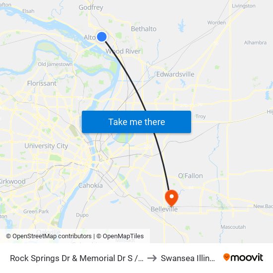 Rock Springs Dr & Memorial Dr S / W to Swansea Illinois map