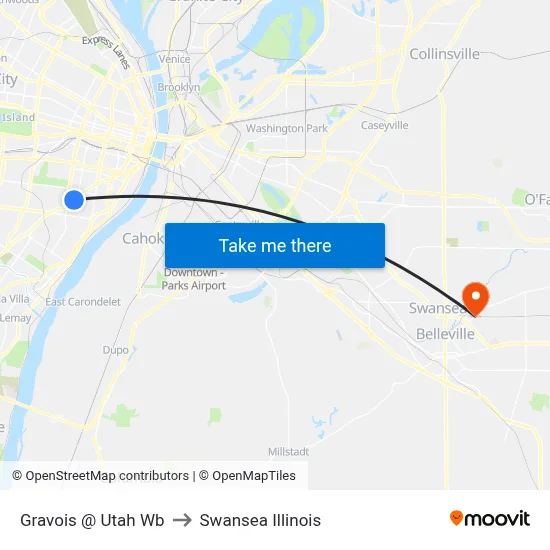 Gravois @ Utah Wb to Swansea Illinois map