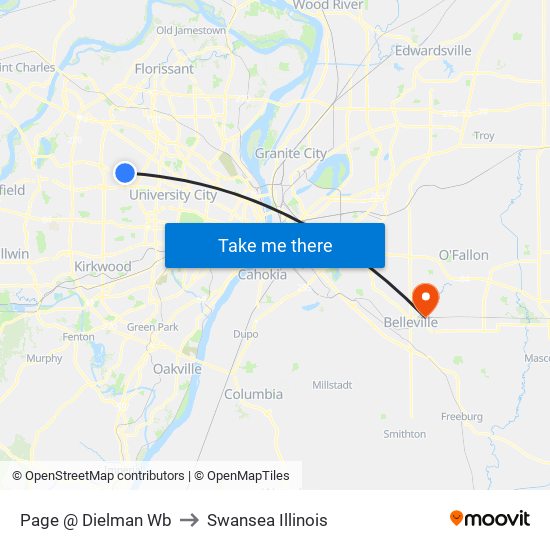 Page @ Dielman Wb to Swansea Illinois map