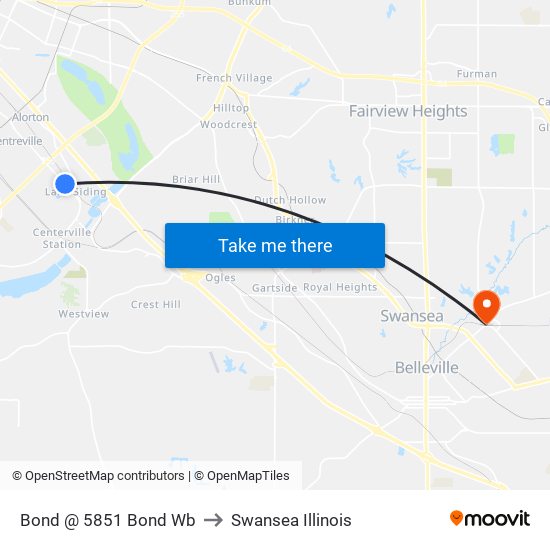 Bond @ 5851 Bond Wb to Swansea Illinois map