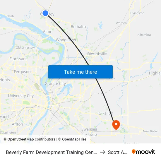 Beverly Farm Development Training Center to Scott AFB map