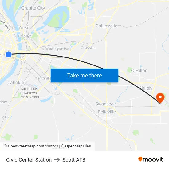Civic Center Station to Scott AFB map