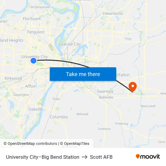 University City–Big Bend Station to Scott AFB map