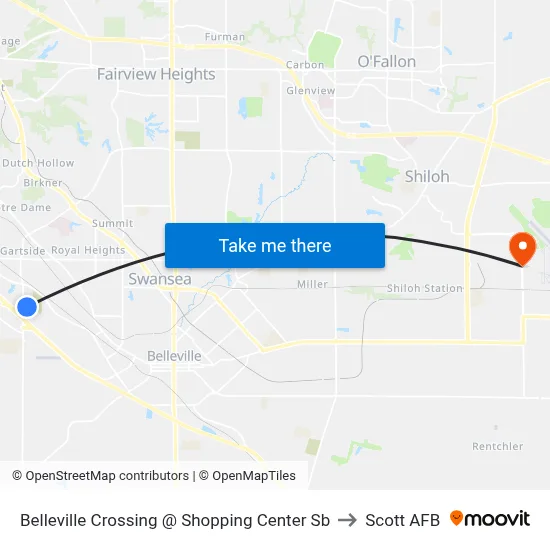 Belleville Crossing @ Shopping Center Sb to Scott AFB map
