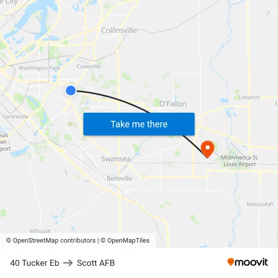 40 Tucker Eb to Scott AFB map