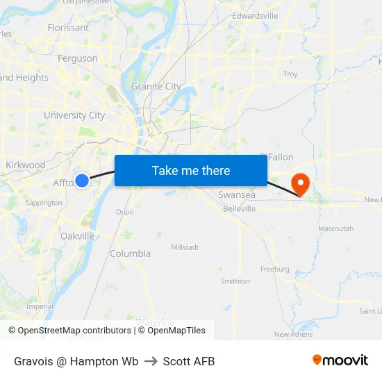 Gravois @ Hampton Wb to Scott AFB map