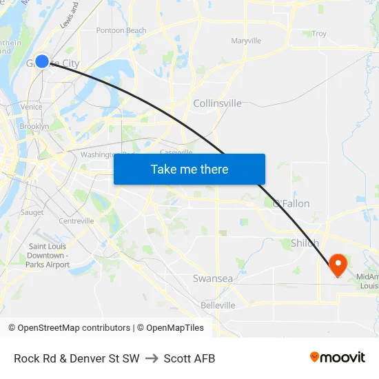 Rock Rd & Denver St SW to Scott AFB map