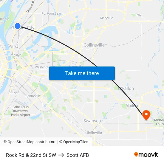 Rock Rd & 22nd St SW to Scott AFB map