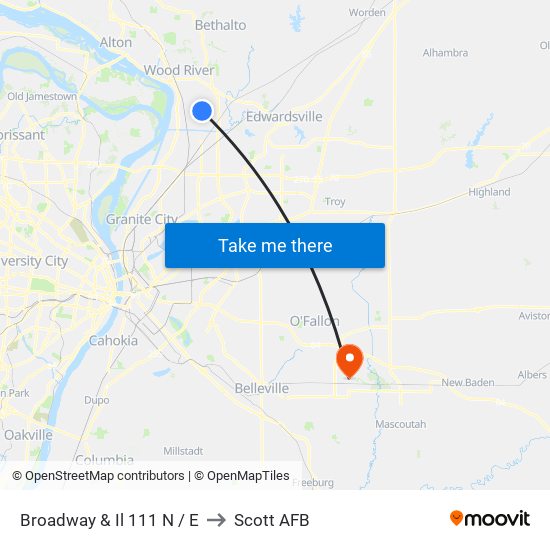 Broadway & Il 111 N / E to Scott AFB map