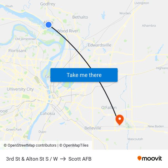 3rd St & Alton St S / W to Scott AFB map