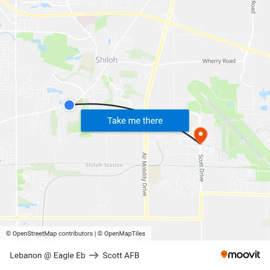 Lebanon @ Eagle Eb to Scott AFB map
