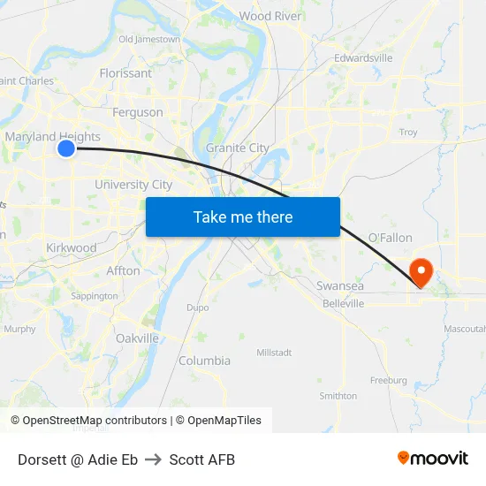 Dorsett @ Adie Eb to Scott AFB map