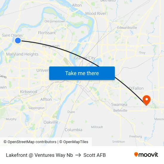 Lakefront @ Ventures Way Nb to Scott AFB map