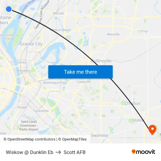 Wiskow @ Dunklin Eb to Scott AFB map