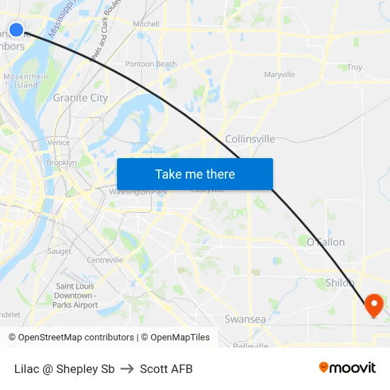 Lilac @ Shepley Sb to Scott AFB map