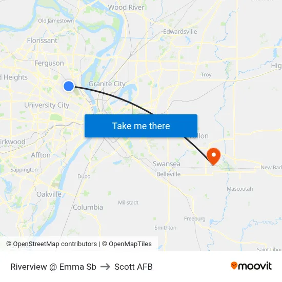 Riverview @ Emma Sb to Scott AFB map