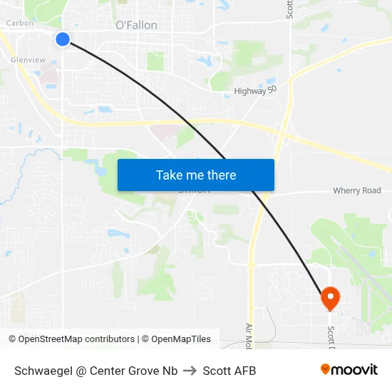 Schwaegel @ Center Grove Nb to Scott AFB map