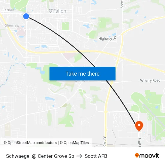Schwaegel @ Center Grove Sb to Scott AFB map