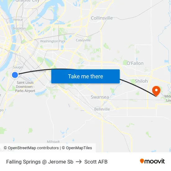 Falling Springs @ Jerome Sb to Scott AFB map