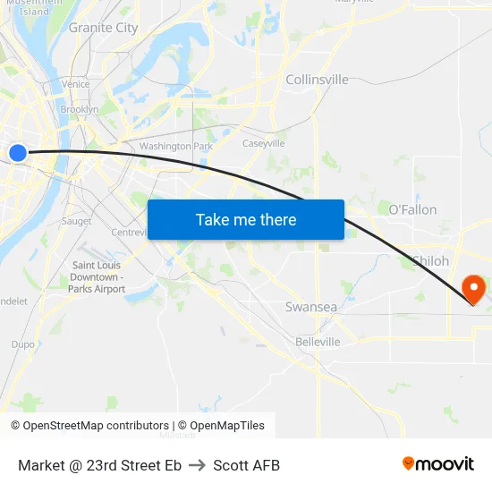 Market @ 23rd Street Eb to Scott AFB map