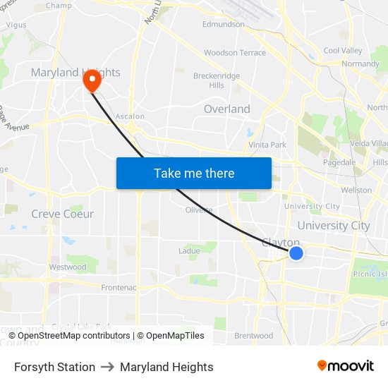 Forsyth Station to Maryland Heights map