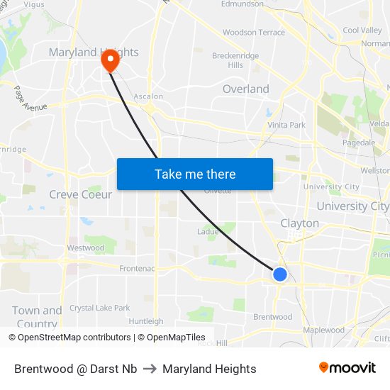 Brentwood @ Darst Nb to Maryland Heights map
