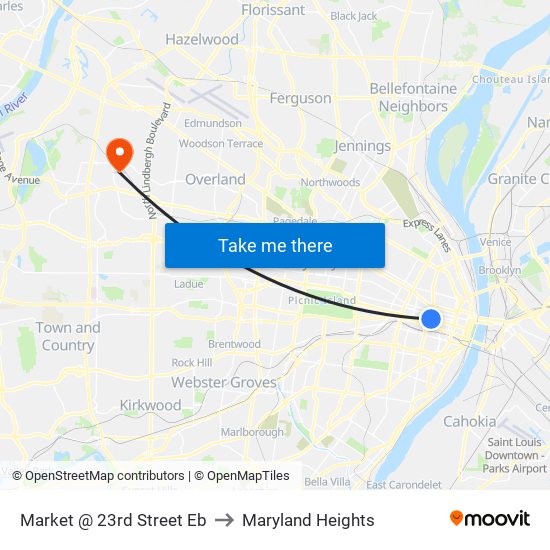 Market @ 23rd Street Eb to Maryland Heights map