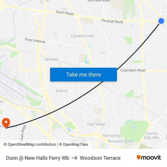 Dunn @ New Halls Ferry Wb to Woodson Terrace map