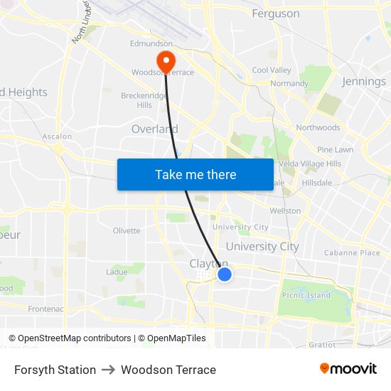 Forsyth Station to Woodson Terrace map