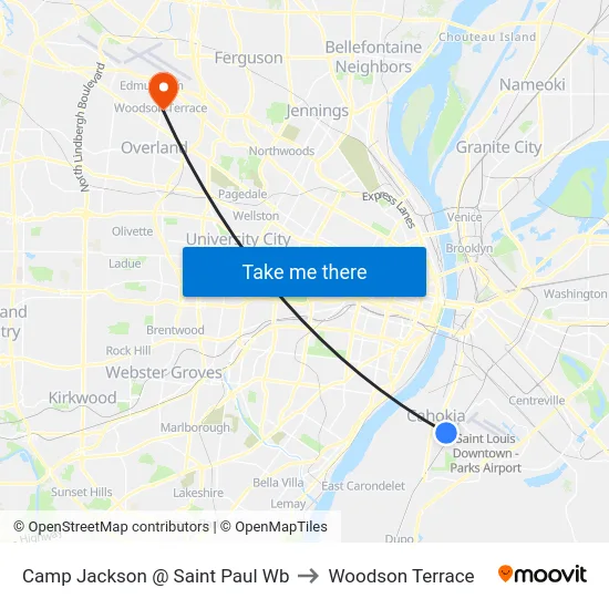 Camp Jackson @ Saint Paul Wb to Woodson Terrace map