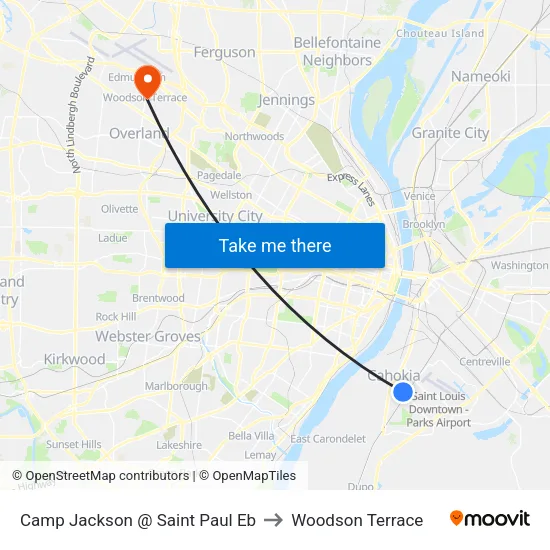 Camp Jackson @ Saint Paul Eb to Woodson Terrace map