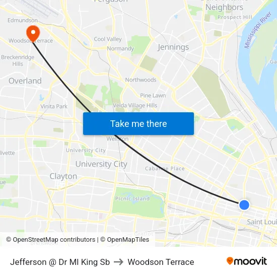 Jefferson @ Dr Ml King Sb to Woodson Terrace map