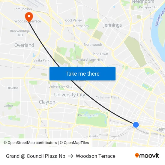 Grand @ Council Plaza Nb to Woodson Terrace map