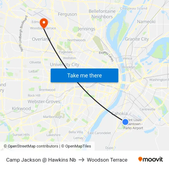 Camp Jackson @ Hawkins Nb to Woodson Terrace map