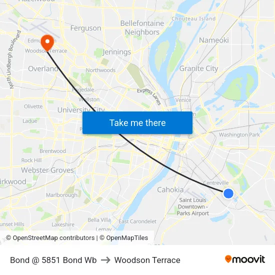 Bond @ 5851 Bond Wb to Woodson Terrace map