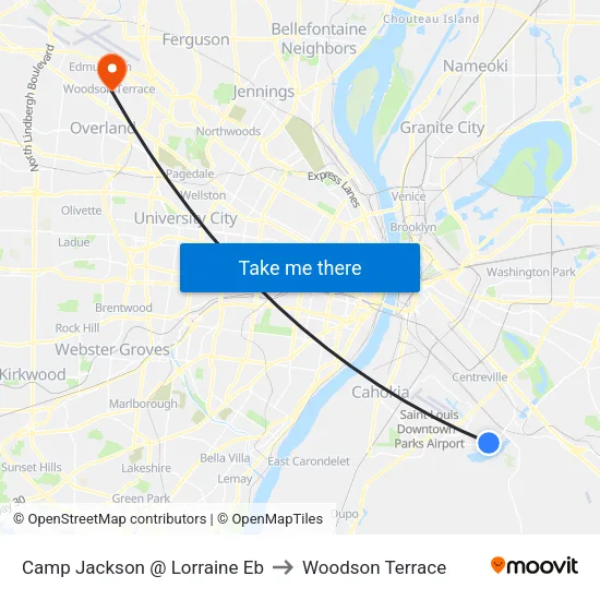 Camp Jackson @ Lorraine Eb to Woodson Terrace map