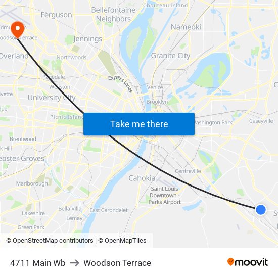 4711 Main Wb to Woodson Terrace map