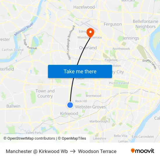 Manchester @ Kirkwood Wb to Woodson Terrace map