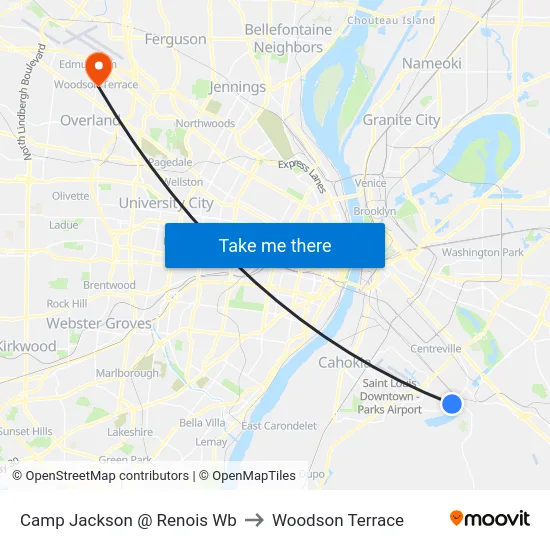 Camp Jackson @ Renois Wb to Woodson Terrace map